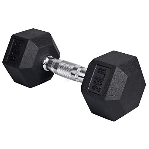 FIT4YOU 9KG Hex Dumbbells 1 Pair Weights Set Rubber Encased Bicep Strength Training Exercise Workout Weight Loss Muscle Building Home Gym FT-DS01 Black