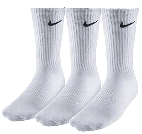 Mens NIKE 3 pair pack white cotton cushioned sport socks, Shoe 8-11, White