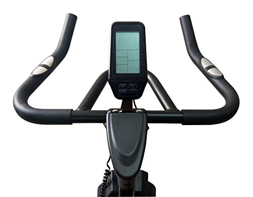 V-fit S2020 Indoor Cycling Exercise Bike, Direct Belt Driven 20kg Flywheel, Magnetic Resistance, 3-Piece Crank, 6-Function Monitor, Heart Rate Sensors, Adjustable Seat