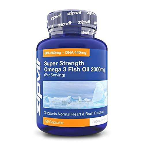 Omega 3 Fish Oil 2000mg, EPA 660mg DHA 440mg per Daily Serving. 120 Capsules (2 Months Supply). Supports Heart, Brain Function and Eye Health. 2 Capsules Per Serving