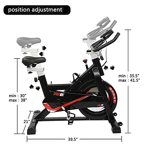 Yclty Home Exercise Bike,Indoor Cycling Stationary Spin Bikes training,Ideal Cardio Trainer Adjustable Magnetic Resistance Aerobic Workout with Bottle Holder for Fitness Gym,Super-Silent,Black and R