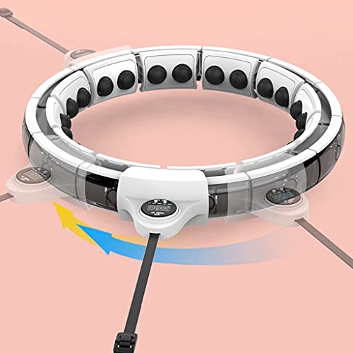FSJD Smart Weighted Fitness Hoop Abdomen Exercise Equipment, Weighted Hula Hoops Circle 12 Detachable Fitness Hoola Hoop with 360 Degree Auto-Spinning Ball,Blue