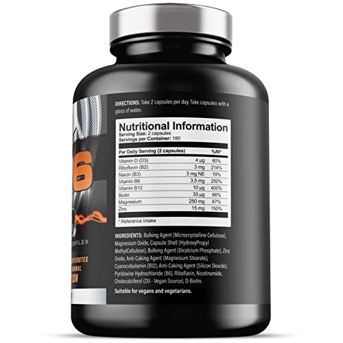 ZM6 - High Strength Zinc Magnesium Supplement - Zinc & Magnesium for Muscle Function - Zinc Magnesium Booster - 360 Vegetarian