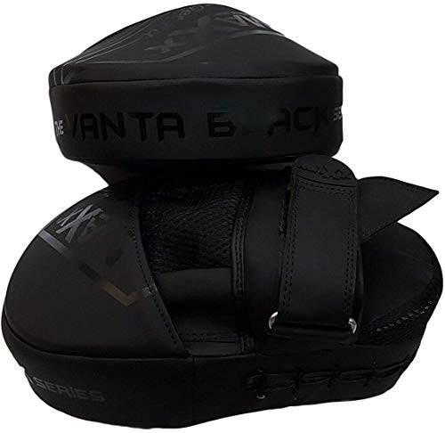 Maxx Vanta Curved Focus Pads with adjustable strap Boxing Punch pad Glove Mma Jabs (Full Black, With 10oz Glove)