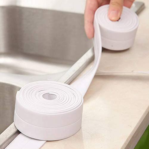 Anjing 2 Pcs Caulk Strip Sealant Tape PVC Skirting Strip White Tape For Kitchen and Bathroom Bath Sealant Strip 3.2mx3.8cm
