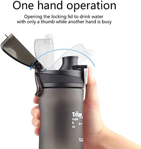 Opard Sports Water Bottle, 600ml BPA Free Non-Toxic Tritan Plastic Drinking Bottle with Leak Proof Flip Top Lid for Gym Yoga Fitness Camping (Black)