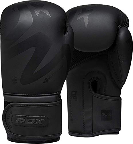 RDX Boxing Pads and Gloves Set, ConvEX Skin Leather Hook and Jab Target Focus Mitts with Punching gloves, Good for Muay Thai, Kickboxing, Martial Arts, Karate, Coaching and MMA Training Matte Black