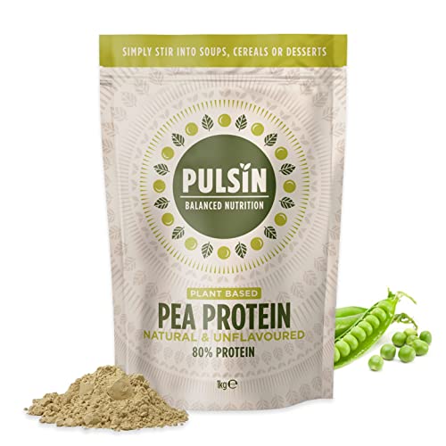 Pulsin - Unflavoured Vegan Pea Protein Powder - 1kg - 8.0g Protein, 0g Carbs, 41 Kcals Per Serving - Gluten Free, Plant Based, Palm Oil Free & Dairy Free