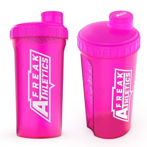 Protein Shaker Bottle 700ml Premium BPA Free shaker Bottle by Freak Athletics (Pink Transparent / Pink Lid) - Gym Store | Gym Equipment | Home Gym Equipment | Gym Clothing