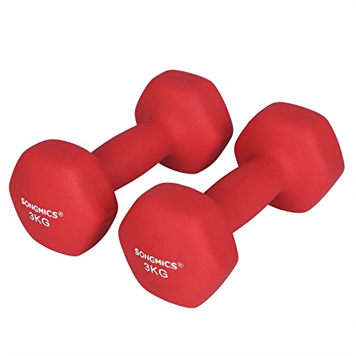 SONGMICS Women's SYL66RD Set of 2 Dumbbells - 2 x 3.0 kg - Red, 20 x 8.5 cm