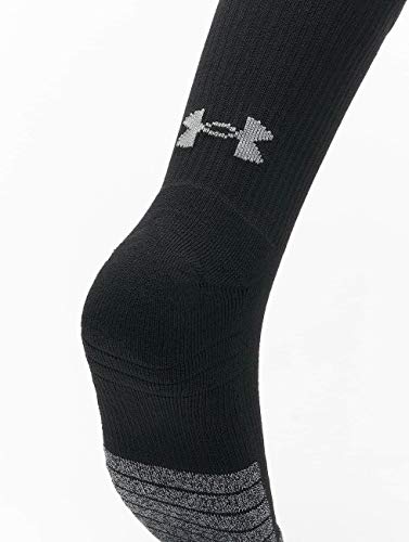 Under Armour UA Heatgear Crew, Long Sports Socks, Compression Socks Unisex, Black (Black/Black/Steel (001)), L