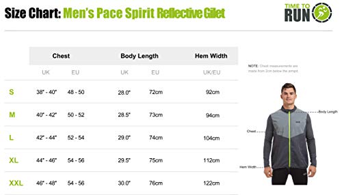Time To Run Men's 2019 High Visibility Reflective Spirit Lightweight Running Gilet Large Charcoal/Silver
