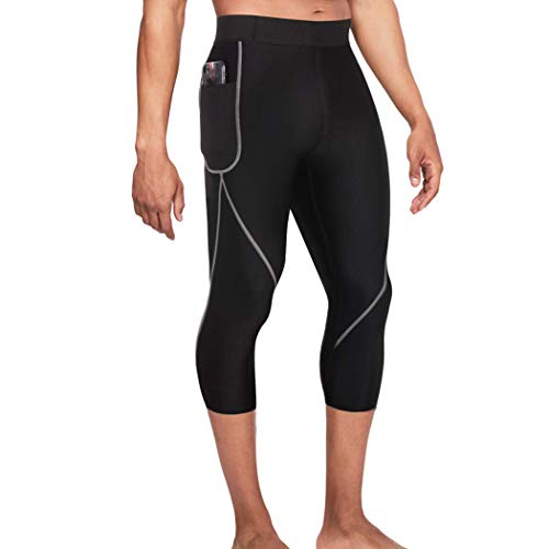 Gotoly Men Neoprene Workout Pants for Weight Loss Legging Hot Thermo Sauna Sweat Capri Fitness Slimming Body Fat Burner Shaper, XL, Black