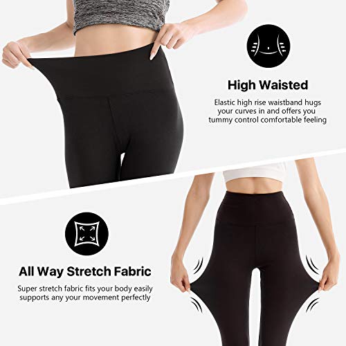 SINOPHANT High Waisted Leggings for Women, Buttery Soft Elastic Opaque Tummy Control Leggings,Plus Size Workout Gym Yoga Stretchy Pants(Black1,One Size)