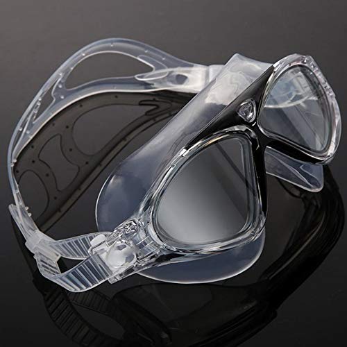 NO LABEL Adults Swimming Goggles Mask - Triathlon Goggles - Anti Scratch Tri Swim Goggles Mask - Soft Mask - Open Water - Iron Man (Clear/Black)