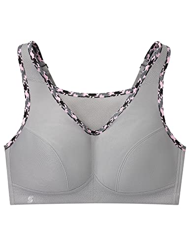 Glamorise Women's Full Figure No-Bounce Camisole Wirefree Sports Bra #1066 Non-Wired Sports Bra, Silver (Soft Gray ), 38H (Manufacturer Size: 38 I) - Gym Store