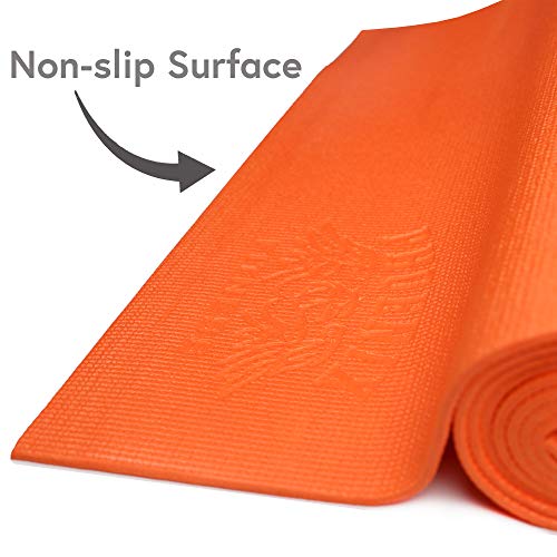 Phoenix Fitness Orange Yoga Mat - Exercise Mat for Pilates - Travel Non-Slip Multi Purpose Fitness Mat - Core Workout for Home, Gym, Yoga Studio