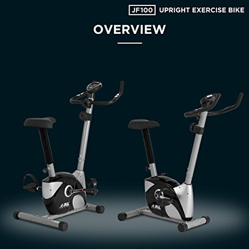 JLL® JF100 Home Exercise Bike, 2021 New Adjustable Magnetic Resistance Cardio Workout, 4kg Two-Way Flywheel, Display with Heart-Rate Sensor, Adjustable Handlebars & Seat Height, 12-Month Warranty