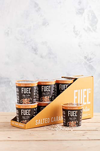 FUEL10K Porridge Pots, Salted Caramel - 8x70g - High Protein On The Go Breakfast