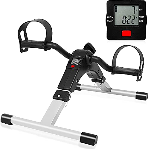 EVOLVE Foldable Mini Pedal Exercise Bike for Home/Office Workout Pedal Exerciser with LCD Display, Adjustable Resistance, Under Desk Bike, Exercise Bicycle for Adults & Elderly