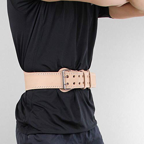 Fitness Mad Leather Weight Lifting Support Belt - Tan, Large