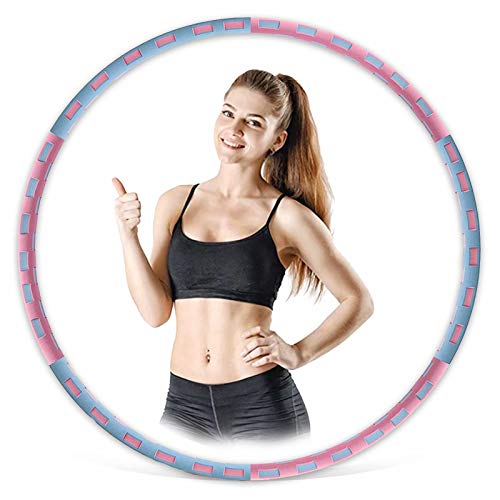 Azanaz Hula Hoop & Fitness Hoola Hoops Detachable Portable Design and Weighted Hula Hoop for Adult Exercise and Body Shaping φ82CM,Blue & Pink