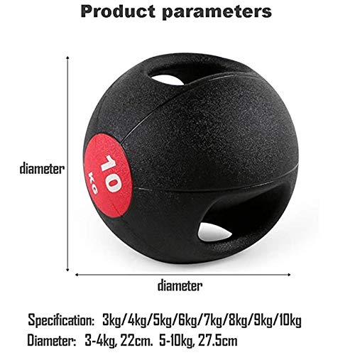 Medicine Ball Double Handle Rubber Medicine Ball Bouncy Ball, Home Gym Core Strength Training Fitness Ball, 3kg/4kg/5kg/6kg/7kg/8kg/9kg/10kg (Size : 6kg/13.2lbs)