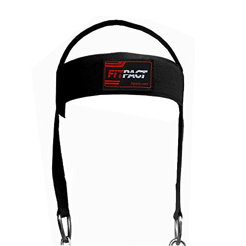 FITPACT Head Harness Neck Builder Chain Belt Weight Lifting Boxing Strength Training Padded Adjustable D-Rings Workout Bodybuilding Exercises Gym Developer Straps