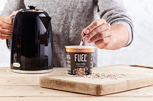 FUEL10K Porridge Pots, Salted Caramel - 8x70g - High Protein On The Go Breakfast