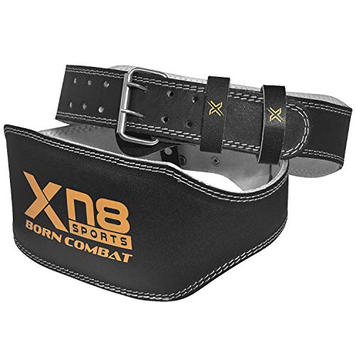 Xn8 Gym Weight Lifting Belt 6 inch Padded Lumbar Back Support Leather Adjustable Belt for Deadlifts-Squats Exercise-Bodybuilding-Powerlifting-Gym Workout and Training XL - Gym Store