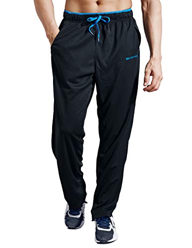 ZENGVEE Jogging Pants for Men Lightweight Tracksuit Bottoms Elasticated Waist Athletic Joggers Trousers Men Sweatpants with Phone Pockets for Workout,Gym,Running,Home-Wear(0316Black Blue-XL)