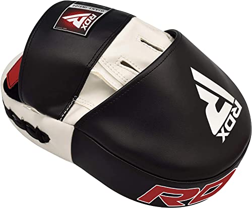 RDX Boxing Pads Focus Mitts Maya Hide Leather Curved Hook and Jab Target Hand Pads Great for MMA, Kickboxing, Martial Arts, Muay Thai, Karate Training Padded Punching, Coaching Strike Shield