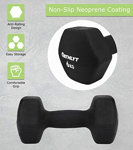 Athlyt Neoprene Dip Dumbbell Set, 2 x 6kg, Black - Gym Store | Gym Equipment | Home Gym Equipment | Gym Clothing