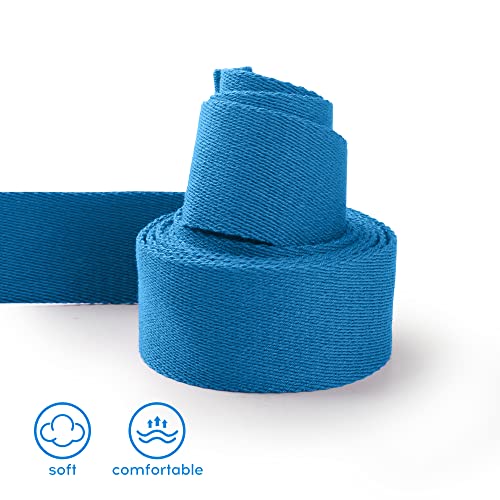 voidbiov D-Ring Buckle Yoga Strap 1.85 or 2.5M, Durable Cotton Adjustable Belt Perfect for Holding Poses, Improving Flexibility and Physical Therapy Lake Blue