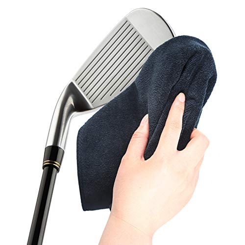 3 Pieces Golf Towel Microfiber Towel with Clip Golf Cleaning Towel for Golfing Camping Fitness Yoga Gym (Black, Gray, Blue)