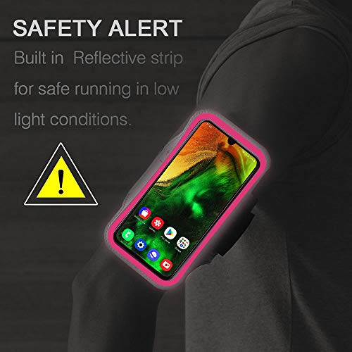 Galaxy A52 A51 A50 Armband, JEMACHE Gym Running Exercises Workouts Arm Band for Samsung Galaxy A52, A51, A50, A10 with Key Holder (Rosy)