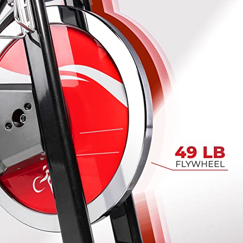 Sunny Health & Fitness Belt Drive Indoor Studio Cycle Bike, 22 KG (49 Pound) Flywheel Grey / Black / Red One Size SF-B1002
