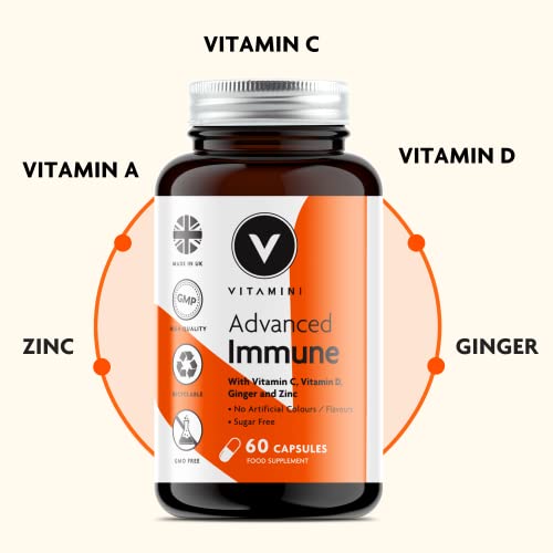 V Vitamini - Advanced Immune System Booster Supplement with High Strength Vitamin D, Vitamin C and Zinc - 30 Day Supply - 60 Capsules - Gym Store | Gym Equipment | Home Gym Equipment | Gym Clothing