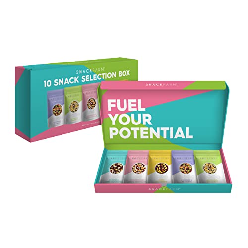 Snack Farm Healthy Snack Selection Box - Gluten-Free, High Protein, Low Calorie Trail Mix Snacks - Healthy Food Gift Hamper for Adults- 10 Individual Packs x 45g