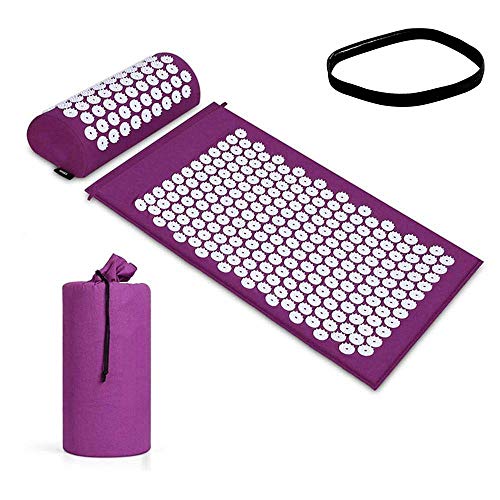 Acupressure Mat & Pillow Set/Acupuncture Mat Spike Yoga Mat for Massage Wellness Relaxation and Tension Release Muscle Relaxation Post-Sport Recovery - with Carry Bag