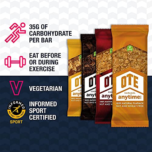 OTE Anytime Bars - Energy Bars for Cycling - High Calorie & Carb Nutrition Snacks for Running - Gluten Free Flapjacks - Box of 16 x 62g (Banana)