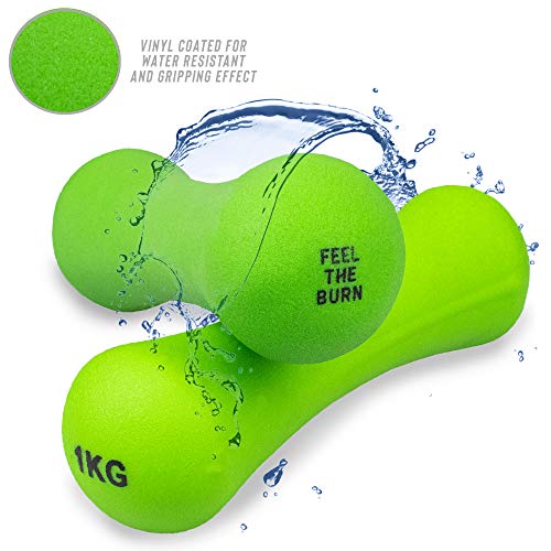 Phoenix Fitness RY926-2 Neoprene Dumbbell Weight for Home and Gym Fitness Exercise Workout Training for Arms and Hands, Pair, 1KG, Green