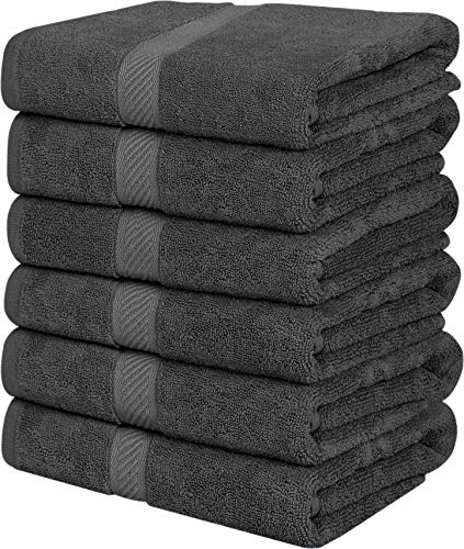 Utopia Towels Cotton Towels, 60 x 120 cm Towels for Pool, Spa, and Gym Lightweight and Highly Absorbent Quick Drying Medium Towels, (Pack of 6) (Grey)