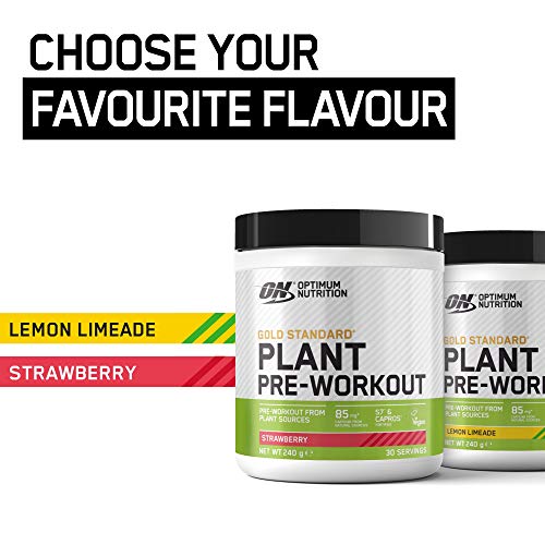 Optimum Nutrition ON Gold Standard Plant Pre-workout, Vegan Pre Workout Powder Supplement with Caffeine, Strawberry, 30 Servings, 240 g