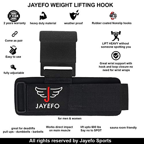 Jayefo Weight Lifting Hooks Wrist Wraps Support Hooks Grip Lifting Gloves Straps Bodybuilding Deadlifts Pull Ups Home Gym Workout…