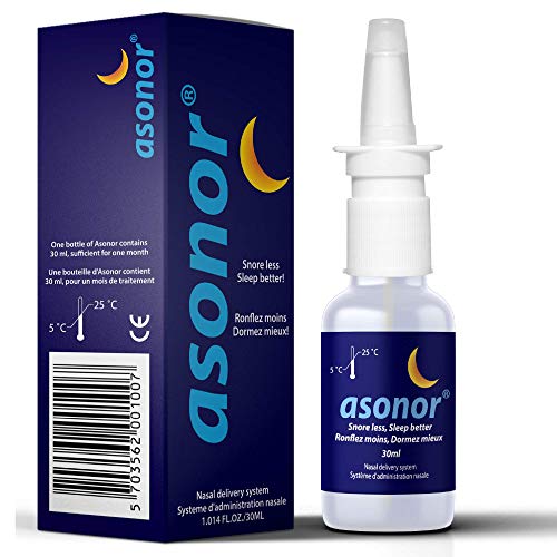 Asonor Snoring Nasal Spray (30ml) – Effective Snore Stopper Drops for Better Sleep – Snore Relief Remedy – Opens Up The Throat Air Passage – Enables Better Breathing – Natural Anti-Snoring Solution