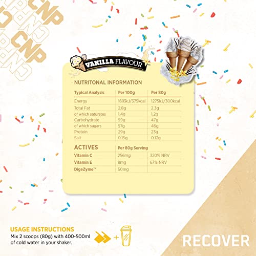 CNP Professional, Pro Recover, 5kg & 1.2kg Fast Acting Post Exercise Recovery Formula, Whey, Carbs, 4 Flavours (Vanilla, 1.2kg)