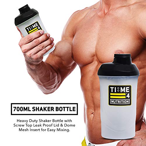 Time 4 Nutrition Premium Whey Protein Shaker, High-Calorie Mass Gainer Pre-Workout Drinks – Wide Body For Easy Cleaning & Large Mouthpiece For Easy Drinking – Gym Protein Shaker Bottle 600ML
