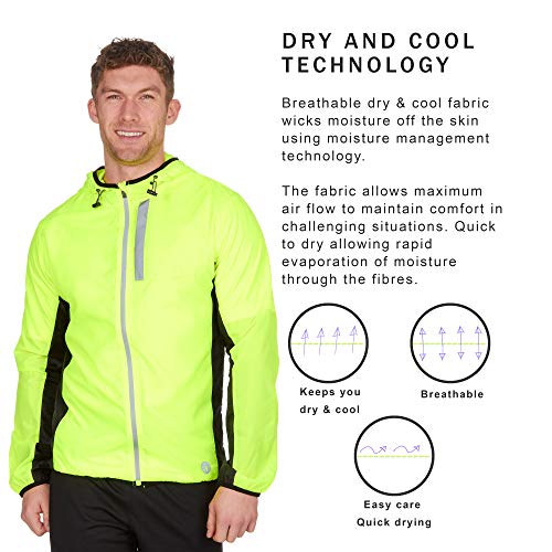 Red Tag Kagool Mens Quick Dry Pac Mac Lightweight Running Packable Jacket with Hood Bright Green XL