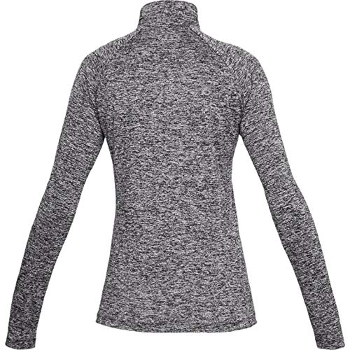 Under Armour Tech 1/2 Zip, Light and breathable warm up top, zip up top With anti-odour technology Women, Black (Black / Black / Metallic Silver), S